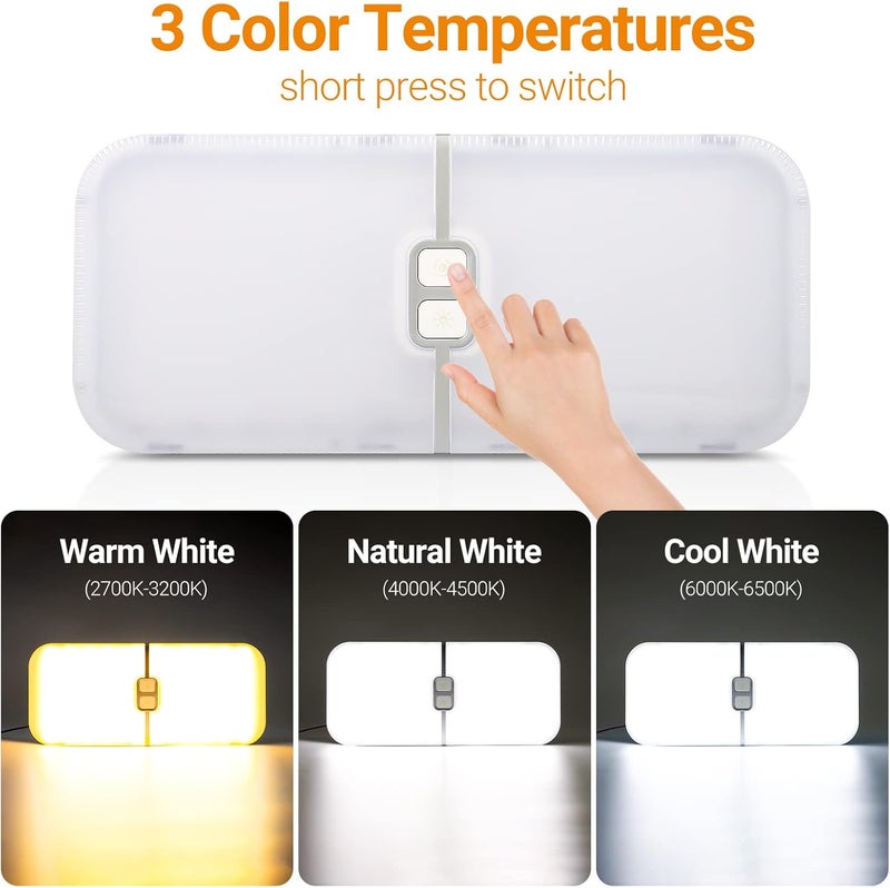 CT CAPETRONIX RV Lights Interior, 3 Color TEM Camper Lights, 204 LEDs Dimmable 12v Volt Led Lights Fixture, RV Ceiling Dome Light w Switch for RV/Camper/Trailer/Boat (Warm Cool Natural White) 4Pcs - Image 2